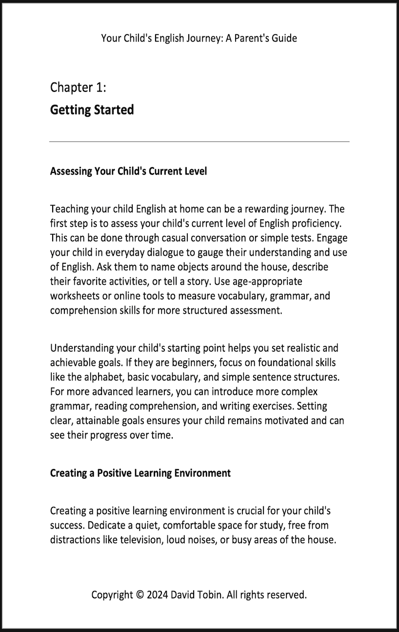 Child's English Journey: A Parent’s Guide [Livro em inglês] PDF Download Page and Sound Page and Sound