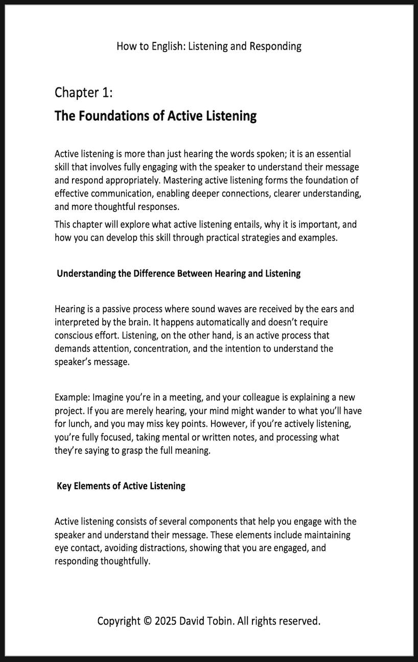 How to English: Listening and Responding – A Practical Guide to Effective Communication and Thoughtful Interaction [Livro em inglês] PDF Download Page and Sound Page and Sound