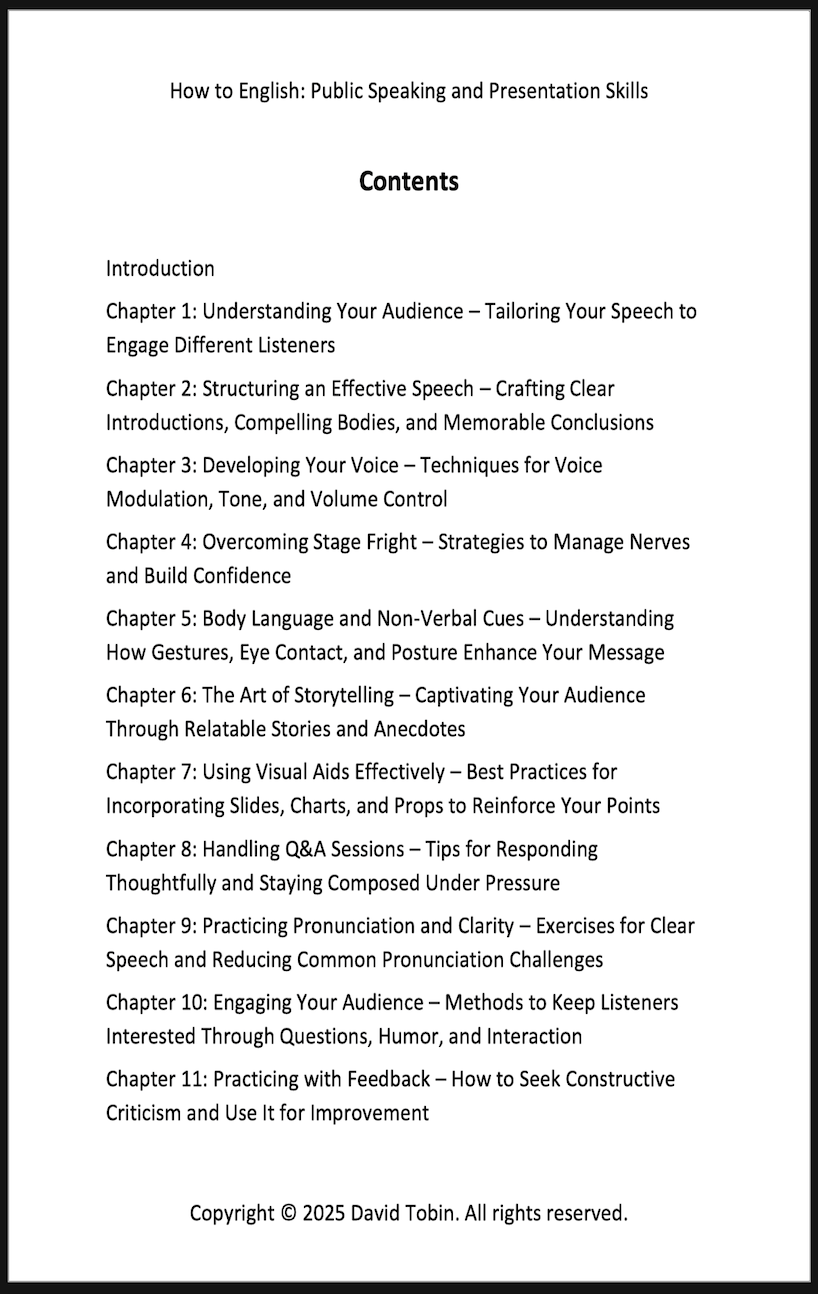 How to English: Public Speaking and Presentation Skills – A Practical Guide to Effective Speaking [Livro em inglês] PDF Download Page and Sound Page and Sound