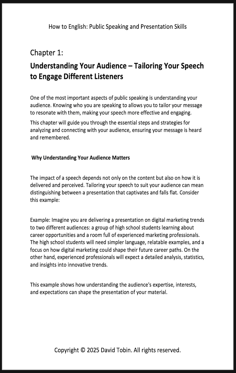 How to English: Public Speaking and Presentation Skills – A Practical Guide to Effective Speaking [Livro em inglês] PDF Download Page and Sound Page and Sound