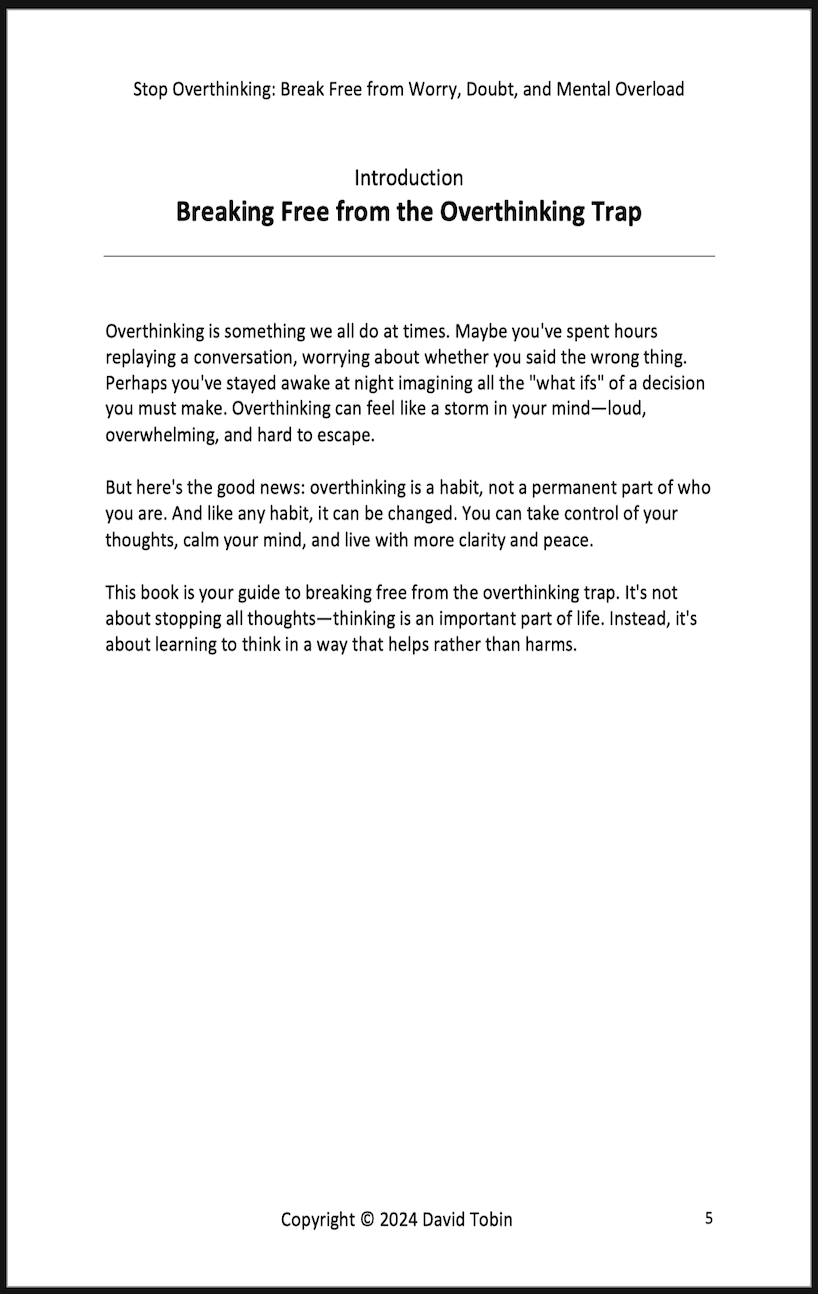 Stop Overthinking: Break Free from Worry, Doubt, and Mental Overload [Livro em inglês] PDF Download Page and Sound Page and Sound