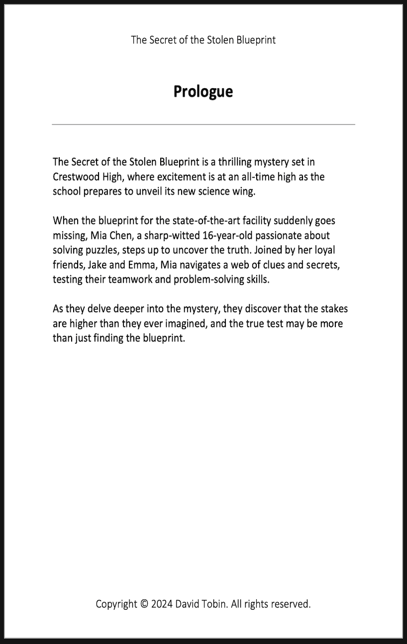 The Secret of the Stolen Blueprint (Book 1) [Livro em inglês] PDF Download Page and Sound Page and Sound