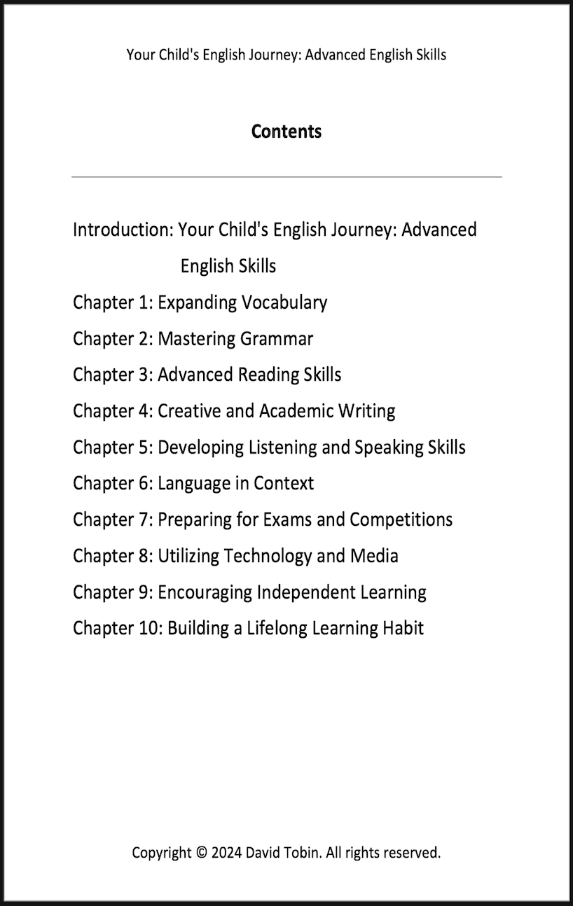 Your Child's English Journey: Advanced English Skills [Livro em inglês] PDF Download Page and Sound Page and Sound