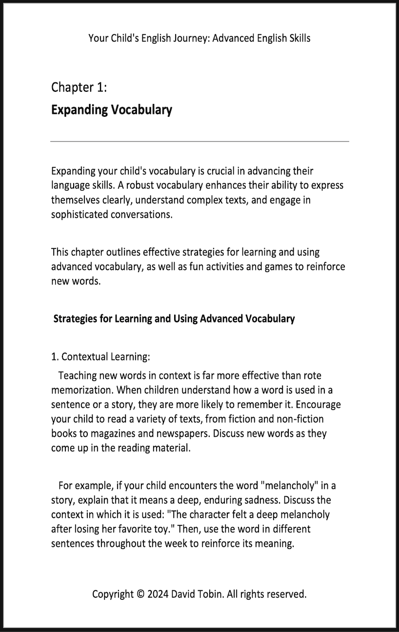 Your Child's English Journey: Advanced English Skills [Livro em inglês] PDF Download Page and Sound Page and Sound